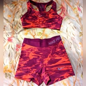 Small Nike Matching Pink and Purple Neon Tie-dyed Track Suit